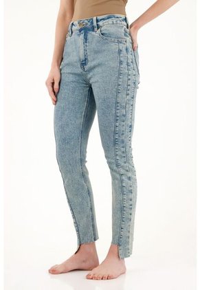 Tennis Jean Super Slim Tiro Medio Azul Para Mujer