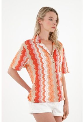 Camisa Tipo Bowling Estampada Para Mujer