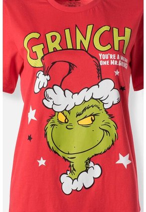 Pijama De Grinch Pantalón Largo Rojo Para Mujer L