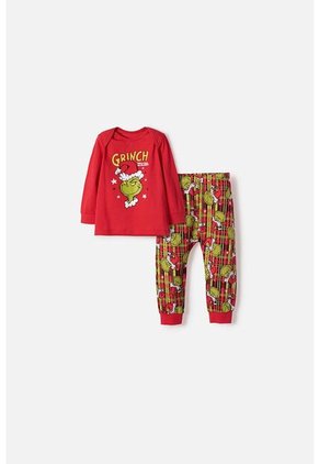 Pijama De Grinch Con Pantalón Largo Rojo Para Bebé 6-9