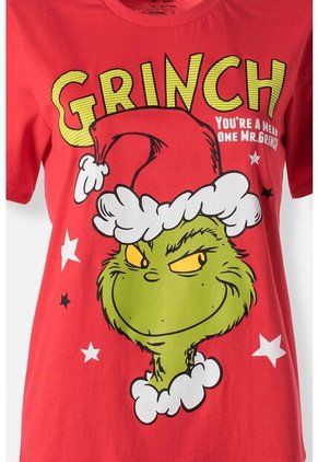 Pijama De Grinch Pantalón Largo Rojo Para Mujer S