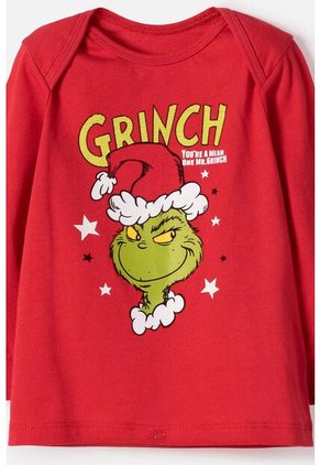 Pijama De Grinch Con Pantalón Largo Rojo Para Bebé Unisex 12-18