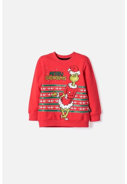 Buzo De Grinch Cerrado Rojo Para Niño Unisex