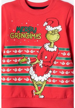 Buzo De Grinch Cerrado Rojo Para Niño Unisex