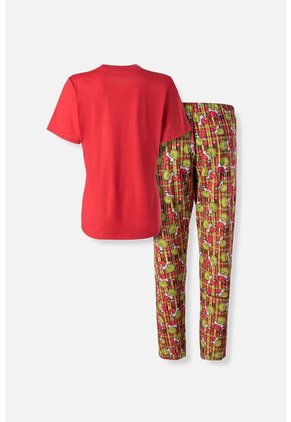 Pijama De Grinch Pantalón Largo Rojo Para Mujer XS
