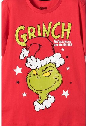 Pijama De Grinch Pantalón Largo Rojo Para Niño Unisex 4