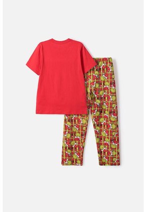 Pijama De Grinch Pantalón Largo Rojo Para Niño Unisex 4
