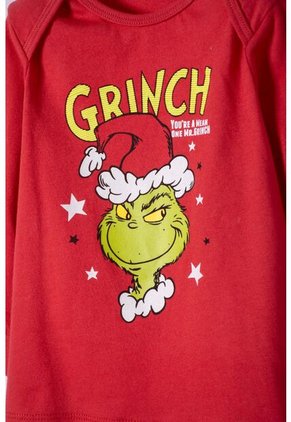 Pijama De Grinch Con Pantalón Largo Rojo Para Bebé Unisex 6-9