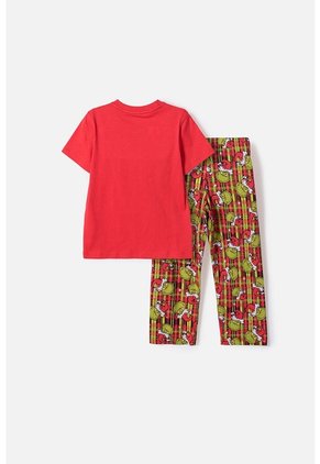 Pijama De Grinch Pantalón Largo Rojo Para Niño 2T A 5T 3T