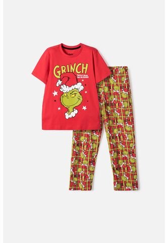 Pijama De Grinch Pantalón Largo Rojo Para Niño Unisex 10 THE GRINCH