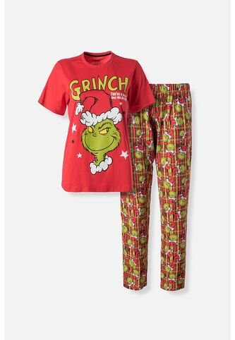 Pijama De Grinch Pantalón Largo Rojo Para Mujer L THE GRINCH