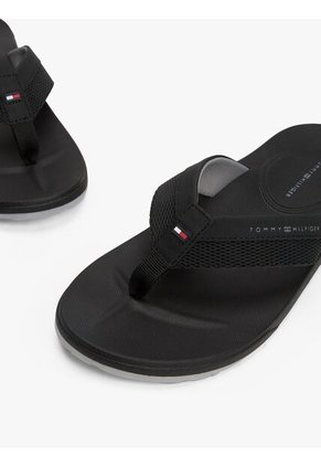 Sandalias Negro Con Logo En Tiras Texturizadas Tommy Hilfiger