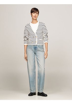 Cárdigan Blanco De Rayas Marineras Tommy Hilfiger