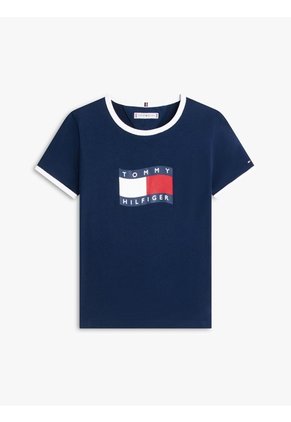 Camiseta Multicolor Ringer Con Logo Ondeante Tommy Hilfiger