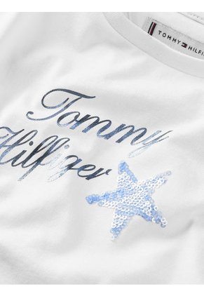 Camiseta Blanca Con Logo Gráfico Para Niña Tommy Hilfiger