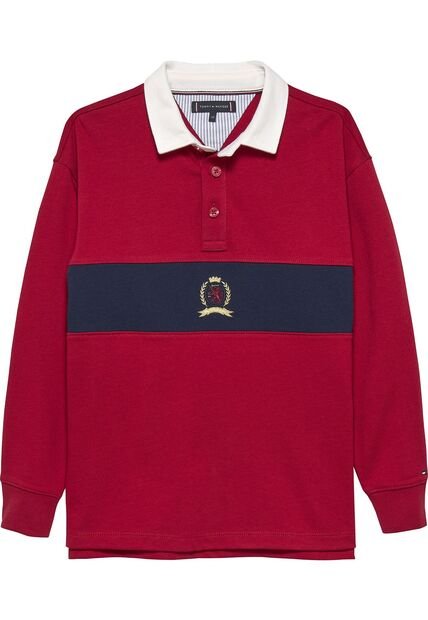 Polo Rojo De Manga Larga Con Escudo TH Tommy Hilfiger