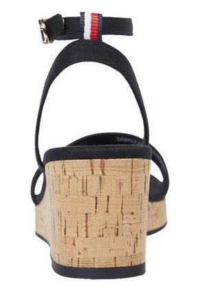 Sandalias Negro De Cuña Media Tommy Hilfiger