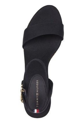 Sandalias Negro De Cuña Media Tommy Hilfiger
