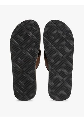 Sandalias Chocolate Con Tiras Acolchadas E Inscripción Tommy Hilfiger