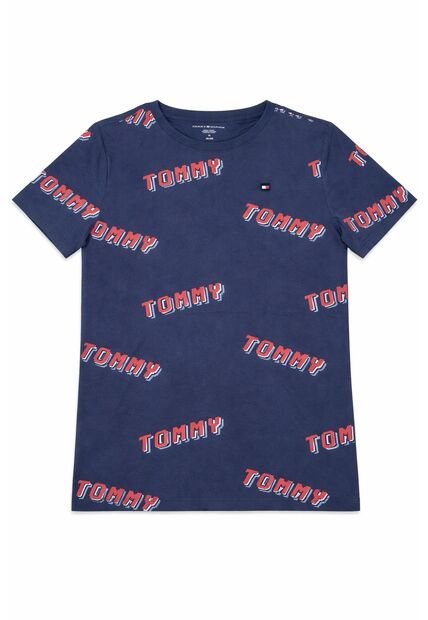 Camiseta Azul Oscuro Con Estampado AOP Tommy Hilfiger
