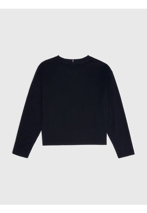 Camiseta De Niña Manga Larga En Punto Con Logo Tommy Hilfiger