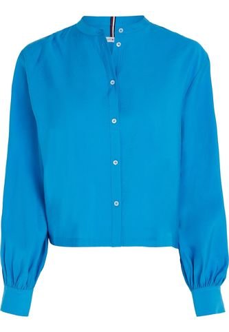 Camisa Sin Cuello Con Corte Cropped Mujer Azul Tommy Hilfiger Tommy Hilfiger