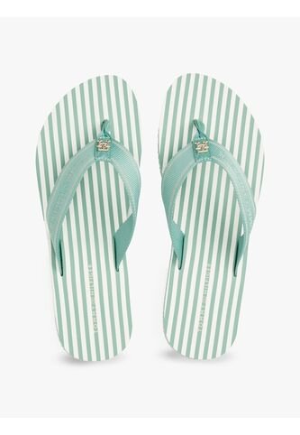 Sandalias Verde De Tejido Trenzado Con Logo Y Rayas Tommy Hilfiger Tommy Hilfiger