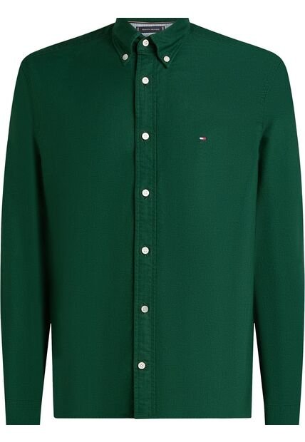 Camisa Verde De Corte Regular Con Logo Bordado Tommy Hilfiger