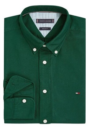 Camisa Verde De Corte Regular Con Logo Bordado Tommy Hilfiger