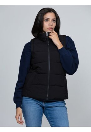 Chaleco Negro De Cuello Alto Con Cierre De Cremallera  Tommy Hilfiger