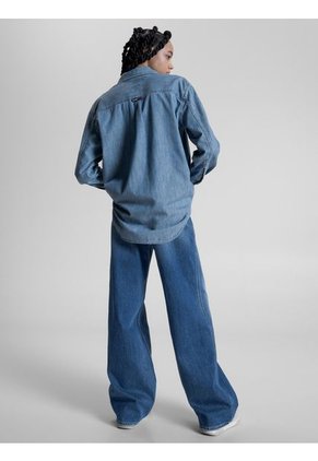 Camisa En Chambray De Corte Boyfriend Mujer Azul Tommy Jeans