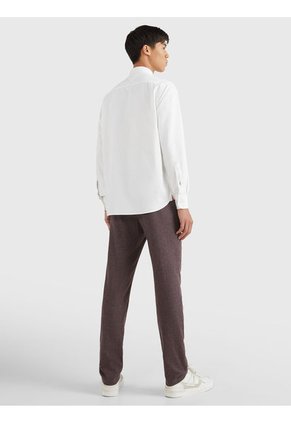 Camisa De Rayas En Algodón Oxford Hombre Blanco Tommy Hilfiger