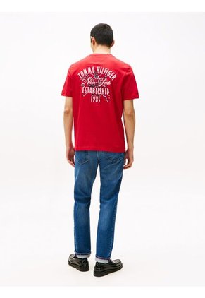Camiseta Roja Con Logo Gráfico Tommy Hilfiger