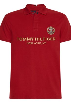 Polo Icons De Corte Slim Con Escudo Hombre Rojo Tommy Hilfiger