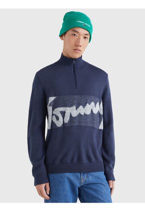 Saco Amplio Con Media Cierre Y Firma Hombre Azul Tommy Jeans