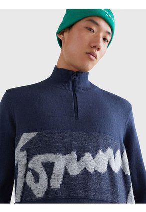 Saco Amplio Con Media Cierre Y Firma Hombre Azul Tommy Jeans