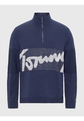 Saco Amplio Con Media Cierre Y Firma Hombre Azul Tommy Jeans