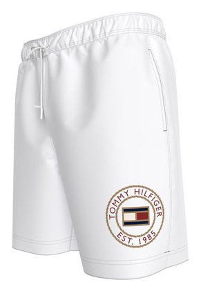 Pantaloneta De Baño Blanca Larga Con Logo Y Cordón En La Cintura Tommy Hilfiger