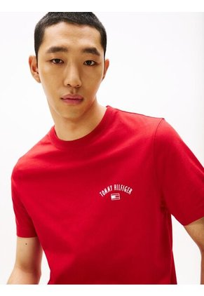 Camiseta Roja Con Logo Gráfico Tommy Hilfiger