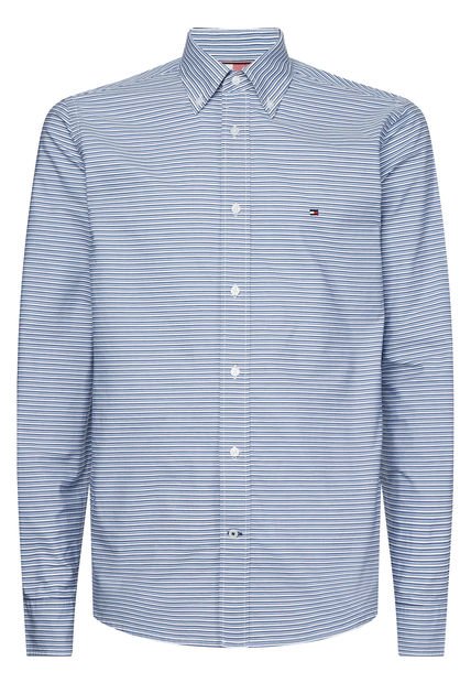 Camisa De Rayas Con Manga Corta Hombre Azul Tommy Hilfiger