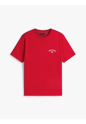 Camiseta Roja Con Logo Gráfico Tommy Hilfiger