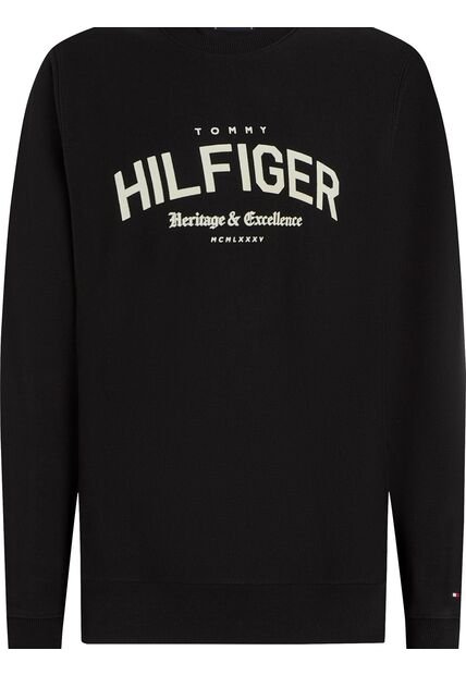 Saco Negro Con Logo Arqueado Y Cuello Redondo Tommy Hilfiger