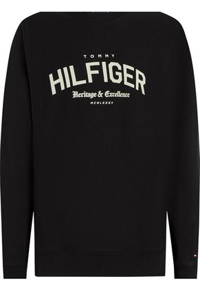 Saco Negro Con Logo Arqueado Y Cuello Redondo Tommy Hilfiger