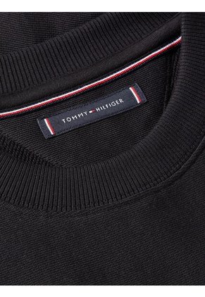 Saco Negro Con Logo Arqueado Y Cuello Redondo Tommy Hilfiger