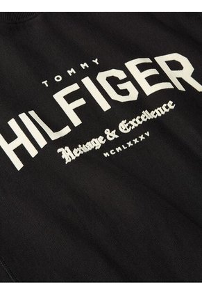 Saco Negro Con Logo Arqueado Y Cuello Redondo Tommy Hilfiger