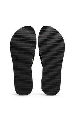 Sandalias Negro Con Cuña Suela Dentada Tommy Hilfiger