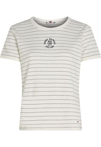 Camiseta Celeste De Corte Regular Con Diseño De Rayas Tommy Hilfiger Tommy Hilfiger