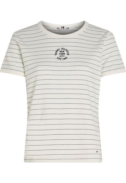 Camiseta Celeste De Corte Regular Con Diseño De Rayas Tommy Hilfiger