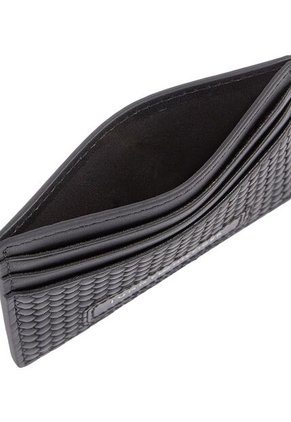 Tarjetero Negro De Cuero Con Textura Trenzada Tommy Hilfiger
