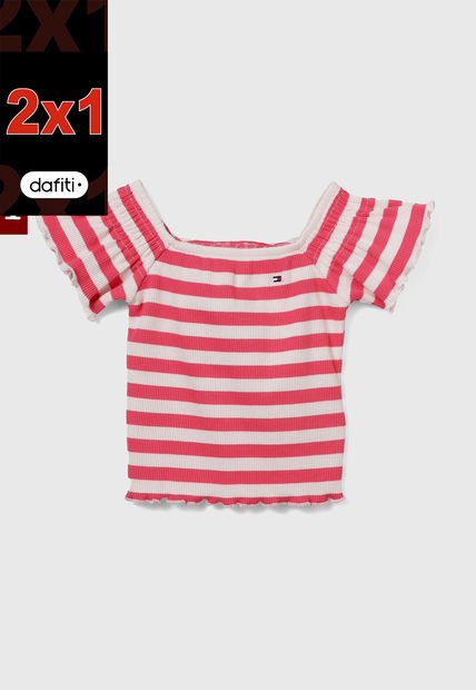 Camiseta Marfil-Coral Tommy Hilfiger